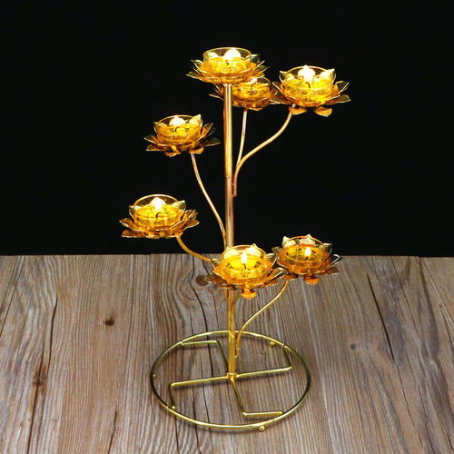 酥油燈架蠟燭臺供燈架燭臺酥油燈燈座佛堂供具合金供燈架蓮花燈架