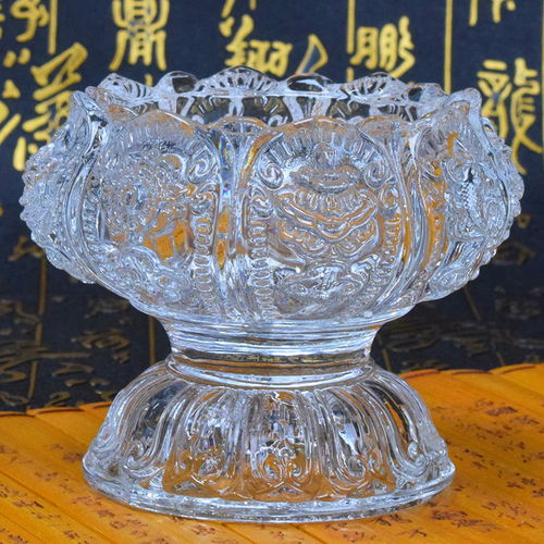 七彩蓮花酥油燈座八吉祥帶腳家用供佛琉璃燈座佛前佛具用品蠟燭臺