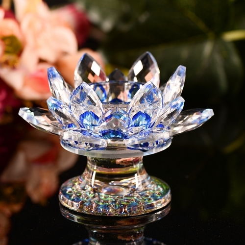 水晶七彩蓮花燭臺供佛酥油燈座供燈蠟燭臺七星燭臺擺件佛燈長明燈