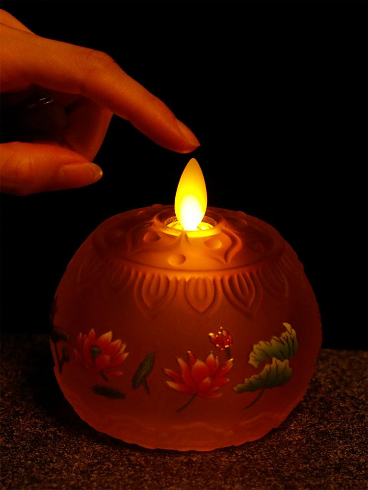 蠟燭led琉璃仿真電池款式酥油油燈長明燈供佛擺件