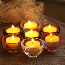 家用佛堂供佛擺件七色水晶酥油燈座蠟燭臺七供水杯碗中號整套包郵