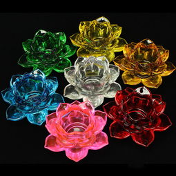 祈愿蓮花酥油座水晶蓮花燈座供佛蠟燭臺防風七彩酥油燈座長明燈 酥油蠟燭——點亮心靈之光