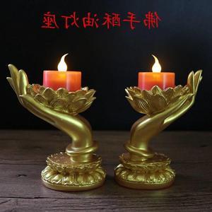 蓮花佛手燭臺與酥油蠟燭 禪意光影中的寧靜之美